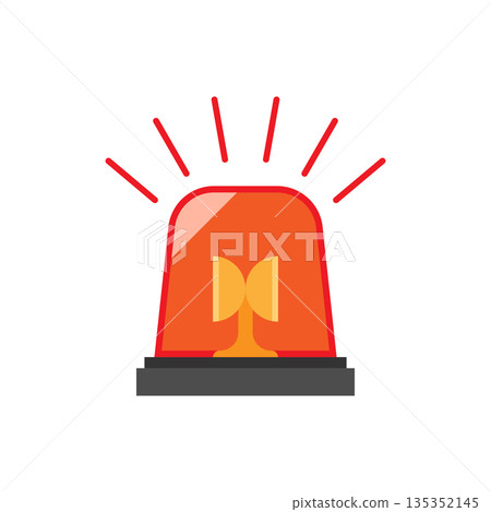 Emergency alarm icon in flat style. Alert lamp vector illustration on isolated background. Police urgency sign business concept. 135352145