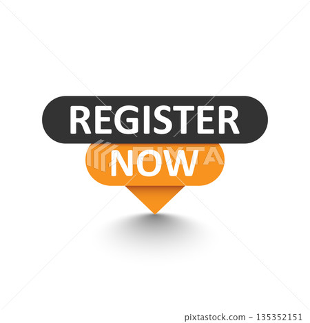 Register now icon in flat style. Registration vector illustration on isolated background. Member notification sign business concept. Register now icon in flat style. Registration vector illustration on isolated background. Member notification sign business concept. 135352151