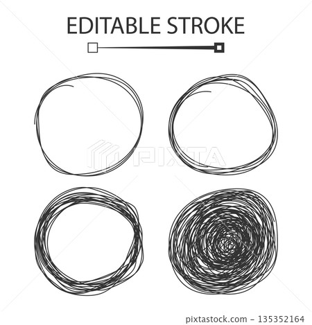 Hand drawn scribble circles icon in flat style. Shape frame vector illustration on isolated background. Scrawl doodle sign business concept. Hand drawn scribble circles icon in flat style. Shape frame vector illustration on isolated background. Scrawl doodle sign business concept. 135352164