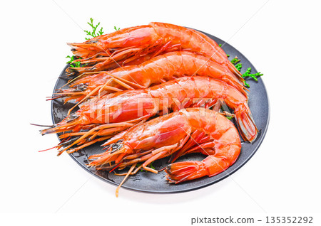 Large raw Argentine red shrimp 135352292
