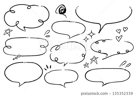 A collection of rough, hand-drawn speech bubbles A collection of rough, hand-drawn speech bubbles 135352339