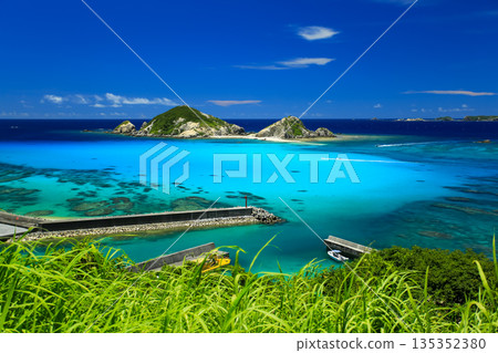 Summer Okinawa Tokashiki Island scenery Aharen Beach 135352380