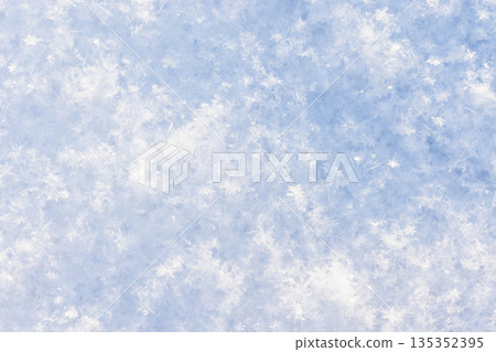 White snow surface, snowflakes  shine in sunlight. Close up photography 135352395