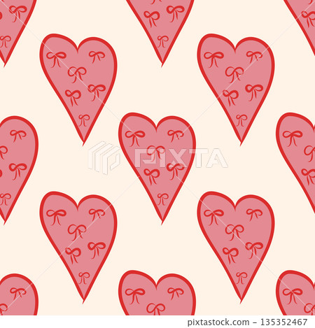 Vector seamless pattern with tiny red hearts. Vector illustration for Valentines Day, baby shower, birthday, wedding print. 135352467