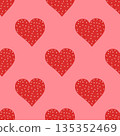 Vector seamless pattern red hearts with dots. Vector illustration for Valentines Day, baby shower, birthday, wedding print. 135352469