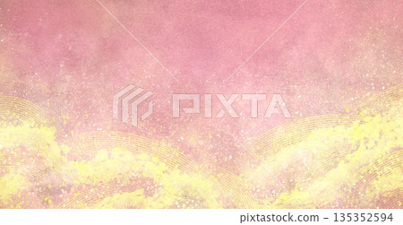 日式金櫻花抽象背景 135352594