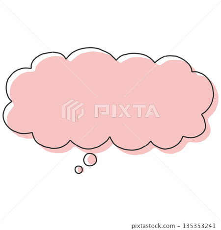 Handwritten simple downward-facing horizontal speech bubble (pink, red) Handwritten simple downward-facing horizontal speech bubble (pink, red) 135353241