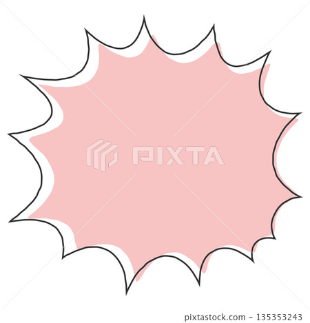 Simple hand-drawn jagged speech bubble (pink, red) 135353243