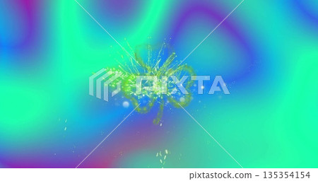 Radiating central digital particle burst on multicolor backdrop, with glowing orbs and light trails Radiating central digital particle burst on multicolor backdrop, with glowing orbs and light trails 135354154