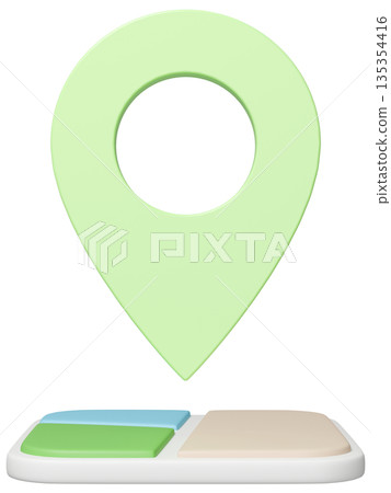 3D image map pin yellow-green 135354416