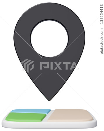 3D圖片_地圖 Pin_Black 135354418