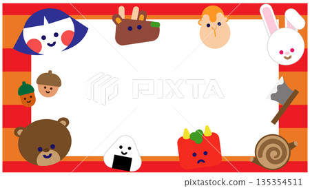 A cute frame illustration of Kintaro and his friends from the fairy tale 135354511