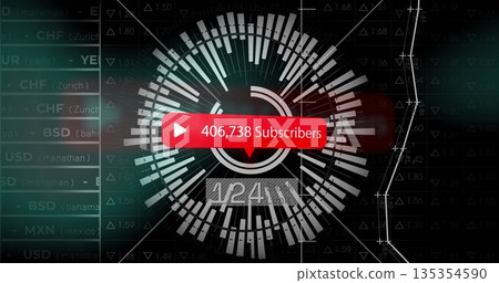 Displaying bar chart on dark dashboard with red subscriber bubble showing 1 Displaying bar chart on dark dashboard with red subscriber bubble showing 1 135354590