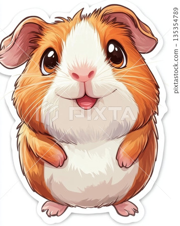 cartoon cute guinea pig pup on white background cartoon cute guinea pig pup on white background 135354789
