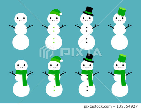 可愛雪人三層套裝，綠色 135354927