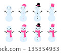 Cute Snowman 3-Tier Transparent Set, Pink 135354933