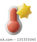 Hot temperature thermometer 3d icon with a sun 135355045