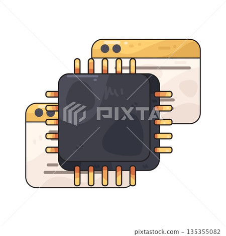 illustration of CPU  135355082