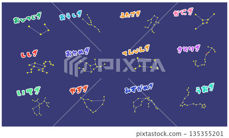 A cute illustration set of the twelve zodiac constellations 135355201