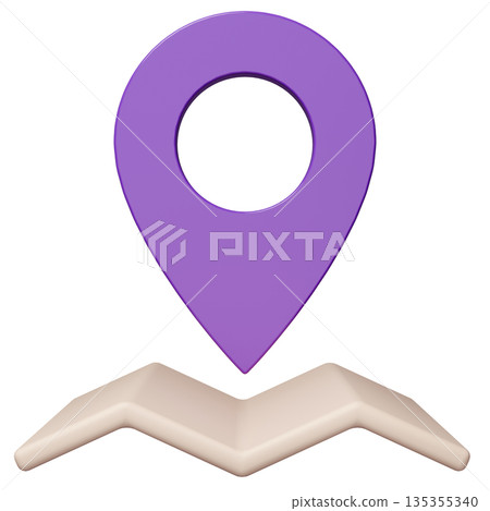 3D影像地圖圖釘_紫色 135355340
