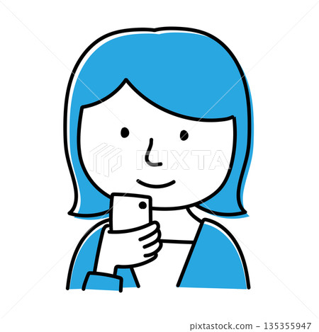 A young woman watching a cell phone A young woman watching a cell phone 135355947