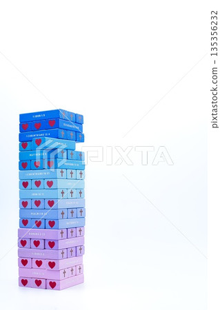 Multi Color Bible Verse Block Tower One Block Out Multi Color Bible Verse Block Tower One Block Out 135356232