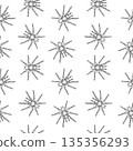 Seamless pattern with a spider vector outline for halloween decoration and scary design. Hand drawn engraving style Tarantula background for textile print. Spooky animals black white repeat texture. 135356293