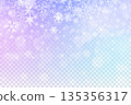Falling snowflake vector sky background with light transparent texture. Winter icy sparkles and crystals. Christmas holiday frozen holographic iridescent abstract backdrop. 135356317