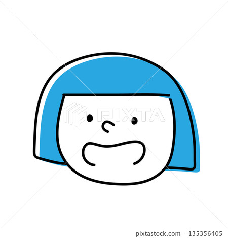 一個留著波波頭的女孩很驚訝，張大了嘴巴。 135356405