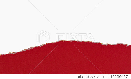 Bright horizontal red paper strip with torn edges, flat lay on transparent background, copy space. Red torn paper with clean white background and rough edge texture. Natural background texture Bright horizontal red paper strip with torn edges, flat lay on transparent background, copy space. Red torn paper with clean white background and rough edge texture. Natural background texture 135356457