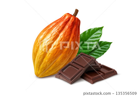 Chocolate cacao illustration realistic Chocolate cacao illustration realistic 135356509