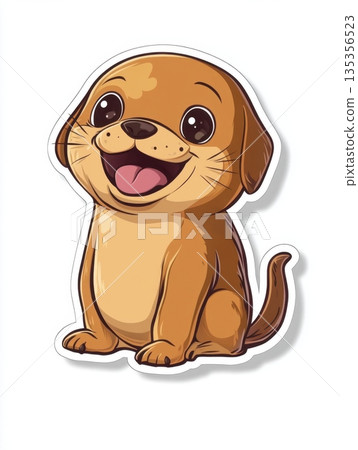 cute cheerful cartoon platypus puggle on white background 135356523