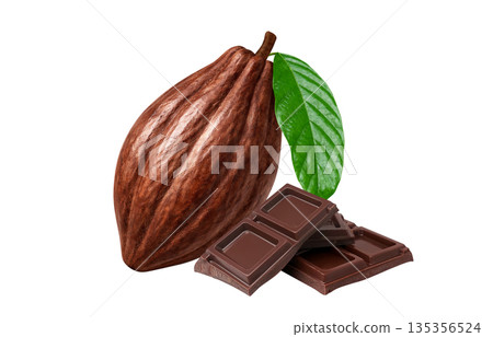 逼真的可可巧克力插圖 逼真的可可巧克力插圖 135356524