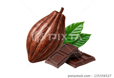 Cacao chocolate illustration realistic 135356527