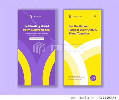Flat Cartoon World Down Syndrome Day Vertical Banner Hand Drawn Background Illustration Flat Cartoon World Down Syndrome Day Vertical Banner Hand Drawn Background Illustration 135356824
