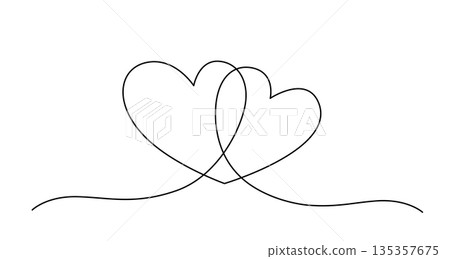 One Line Heart Doodle Illustration 135357675