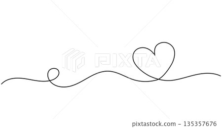 One Line Heart Doodle Illustration One Line Heart Doodle Illustration 135357676