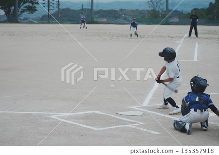 A young baseball player who is working hard to become a professional baseball player A young baseball player who is working hard to become a professional baseball player 135357918