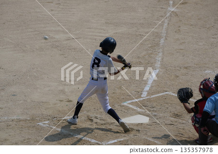 A young baseball player who is working hard to become a professional baseball player 135357978