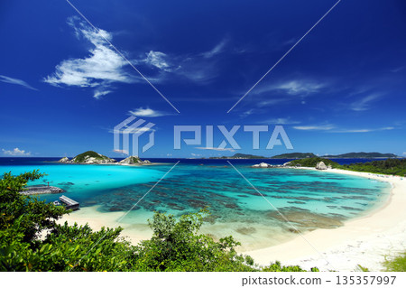 Summer Okinawa Tokashiki Island scenery Aharen Beach 135357997