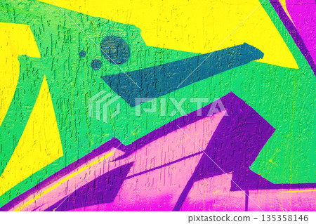 Abstract Geometric Graffiti in Bright Green, Yellow, Pink, Purple for 90s, Neon Urban Street Style Abstract Geometric Graffiti in Bright Green, Yellow, Pink, Purple for 90s, Neon Urban Street Style 135358146