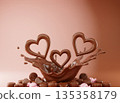Heart-shaped liquid chocolate splash 135358179