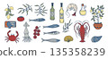 Mediterranean Seafood Illustration Bundle 135358239
