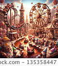A gnome playing in a chocolate amusement park 135358447