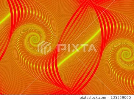 Golden wave pattern painted on red wall Golden wave pattern painted on red wall 135359060