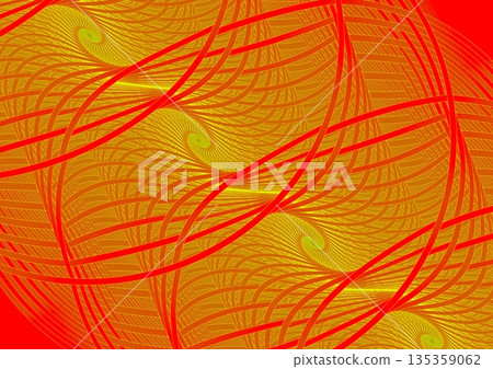 Golden wave pattern painted on red wall Golden wave pattern painted on red wall 135359062