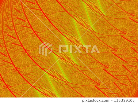 紅色牆面上繪有金色波浪圖案 紅色牆面上繪有金色波浪圖案 135359103