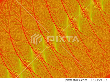 紅色牆面上繪有金色波浪圖案 紅色牆面上繪有金色波浪圖案 135359104