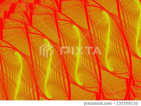 Golden wave pattern painted on red wall Golden wave pattern painted on red wall 135359110