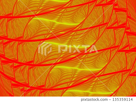 Golden wave pattern painted on red wall Golden wave pattern painted on red wall 135359114